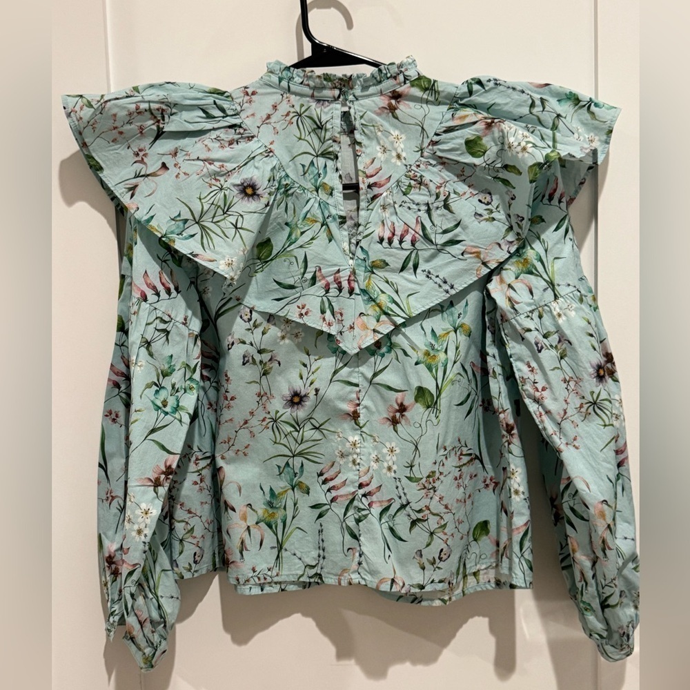 Boho Floral Print Blouse for a girl Crew Neck Long Puffs sleeve size L Boho H - Picture 5 of 7
